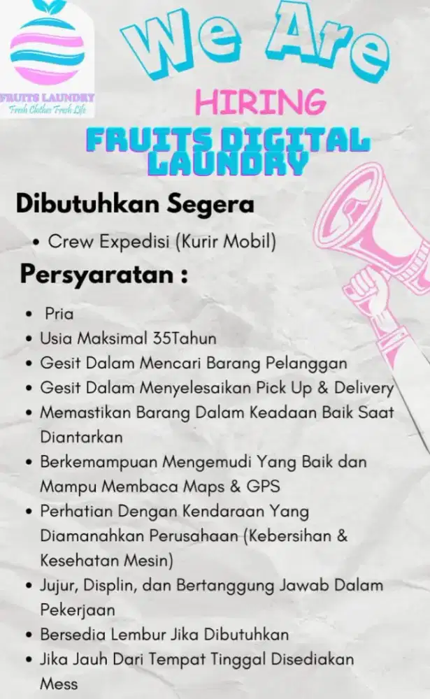 DI BUTUHKAN SEGERA CREW DRIVER MOBIL..