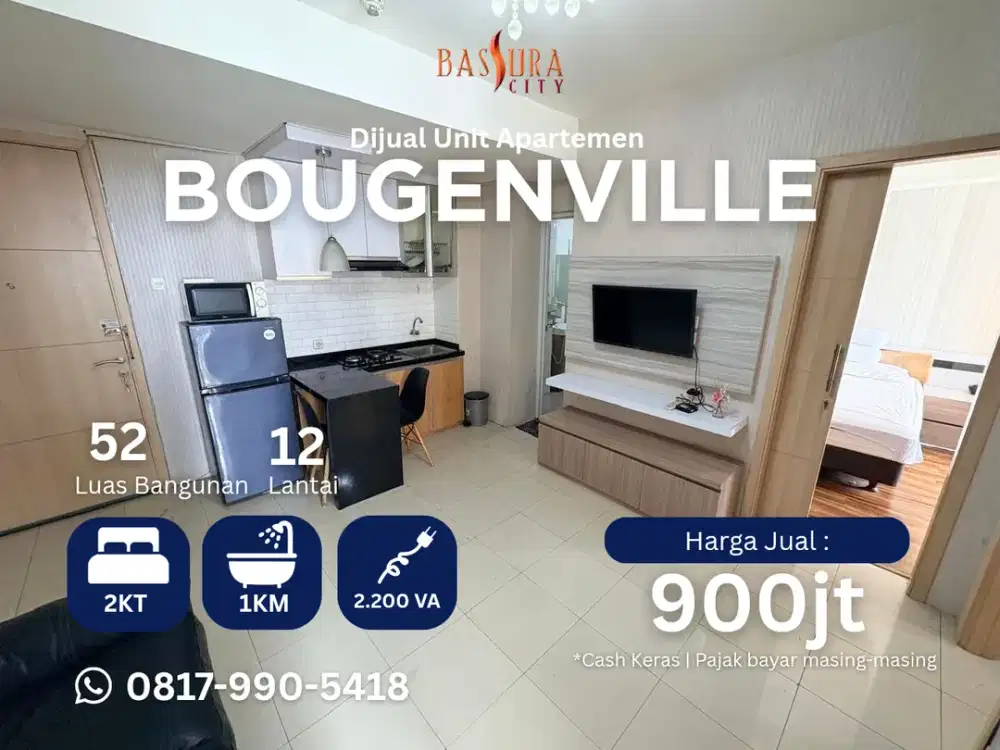 Jual 2BR Furnished tower B apartemen Bassura City SHM luas 52m