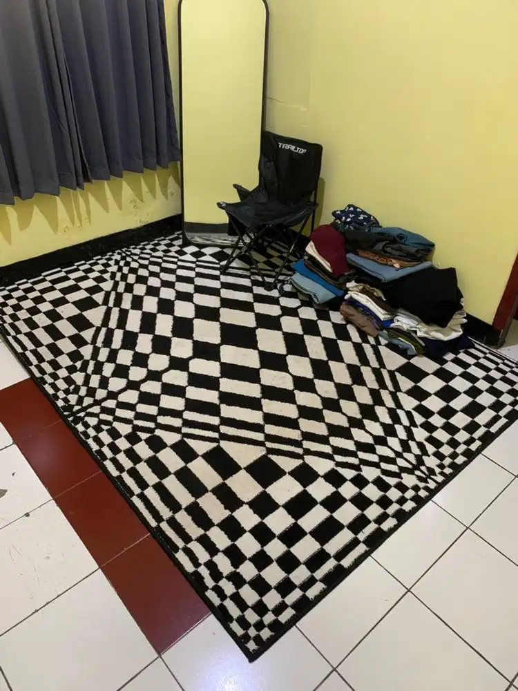 karpet catur hitam putih custome
