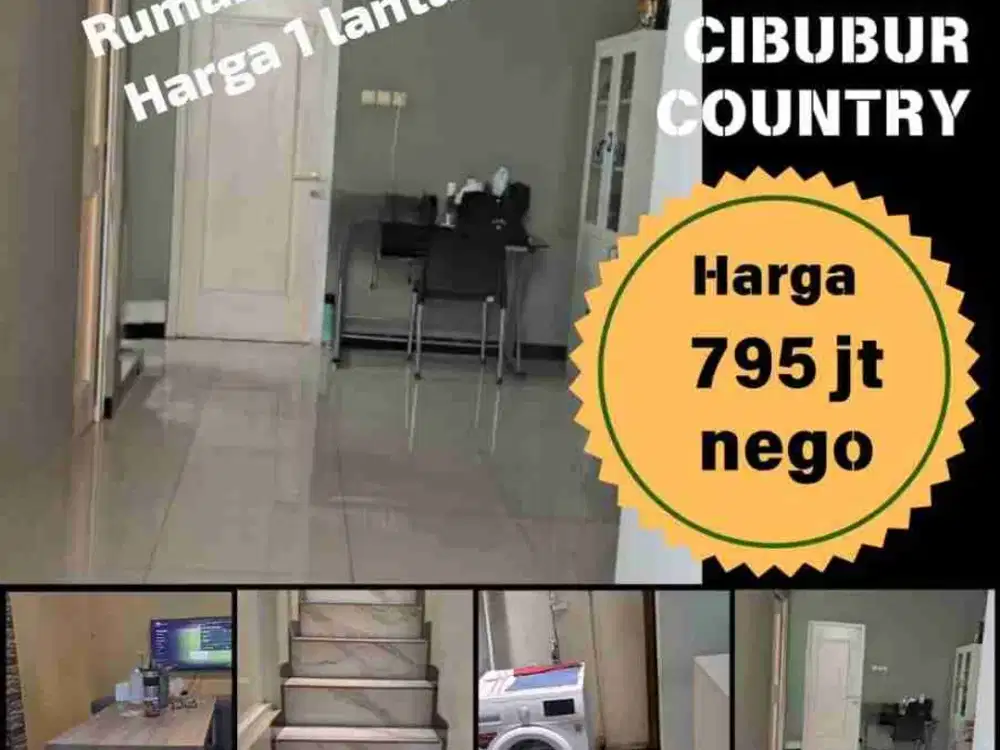 Dijual dibawah pasaran, rumah 2 lantai seharga 1 lantai siap huni di Cibubur Country