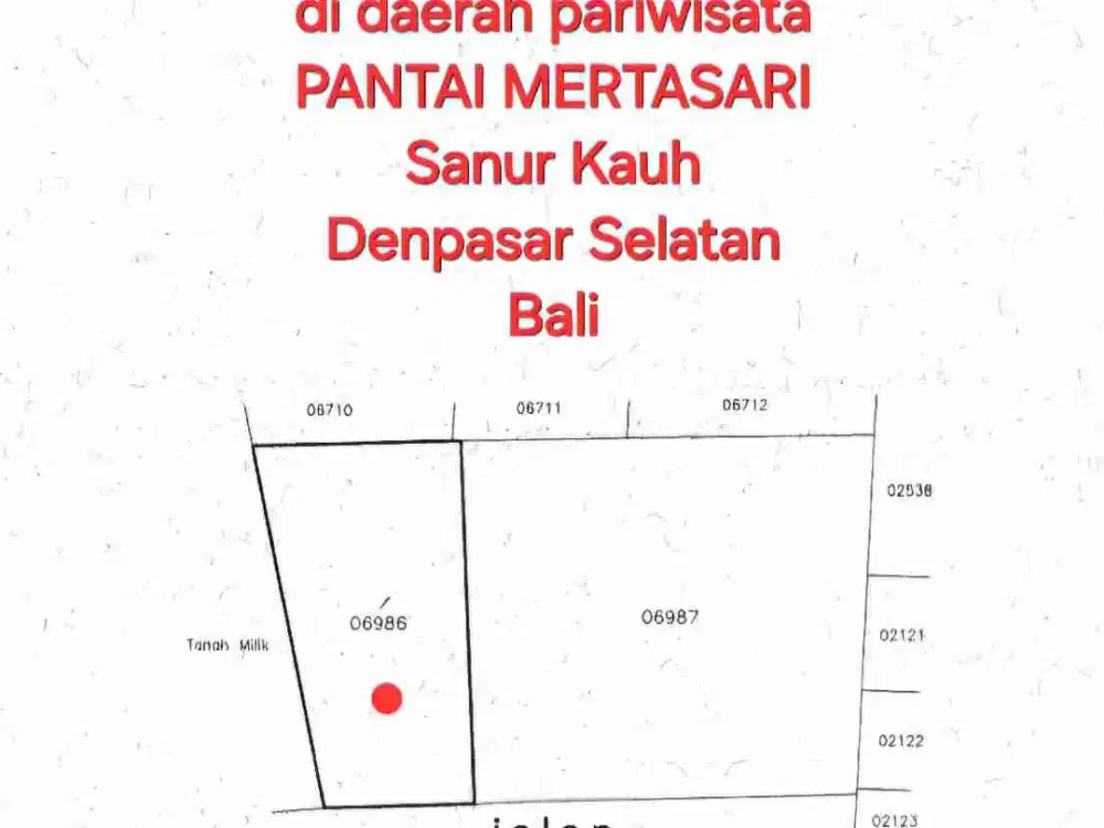 Jual tanah 10are area PANTAI MERTASARI SANUR Bali