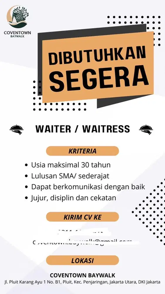 LOWONGAN SERVER & CLEANING SERVICE & STEWARD