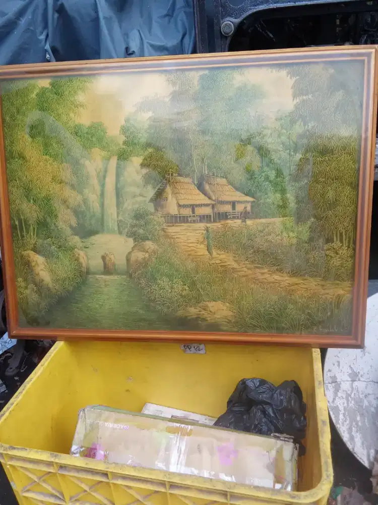 Lukisan lawas tema pemandangan Pedesaan