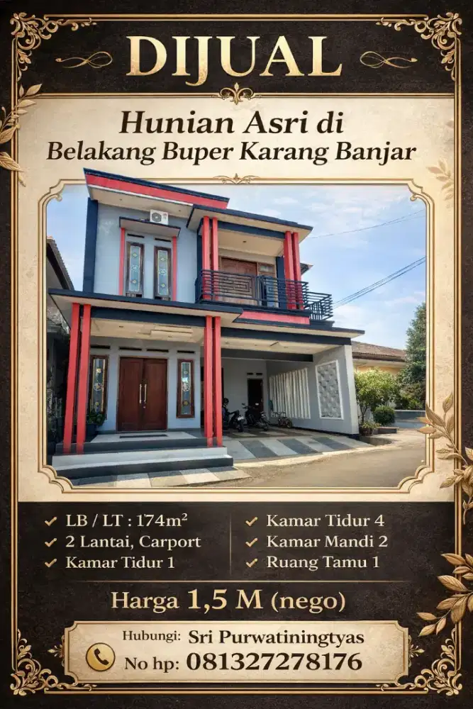 Dijual hunian modern asri di desa Karang Banjar Buper