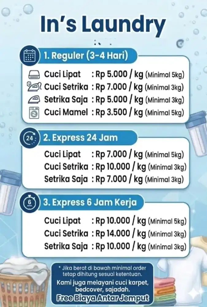 Laundry binatu kiloan satuan express