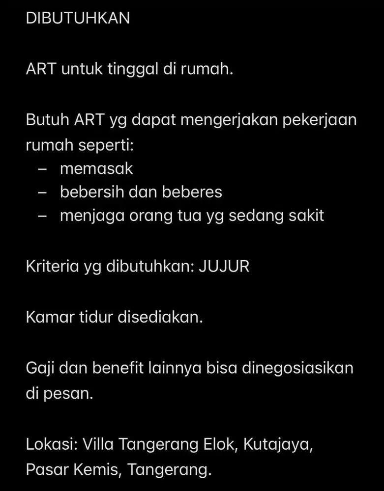 Lowongan Kerja ART