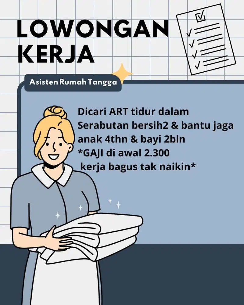 Dicari ART tidur dalam