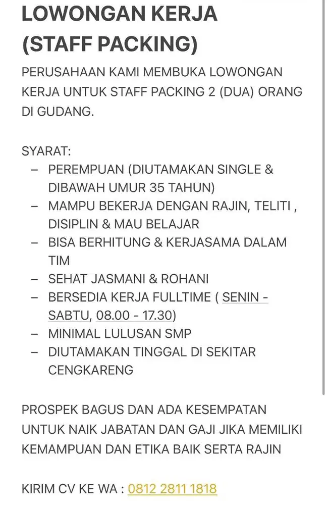 DICARI: STAFF PACKING