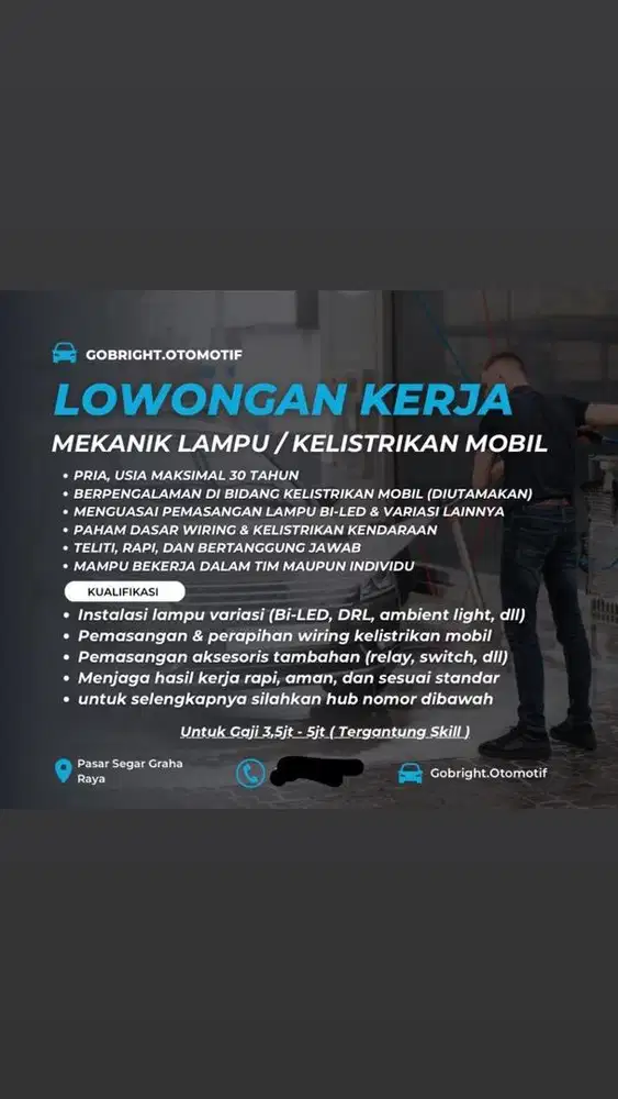 Lowongan Kerja Kelistrikan Mobil & Lampu Variasi