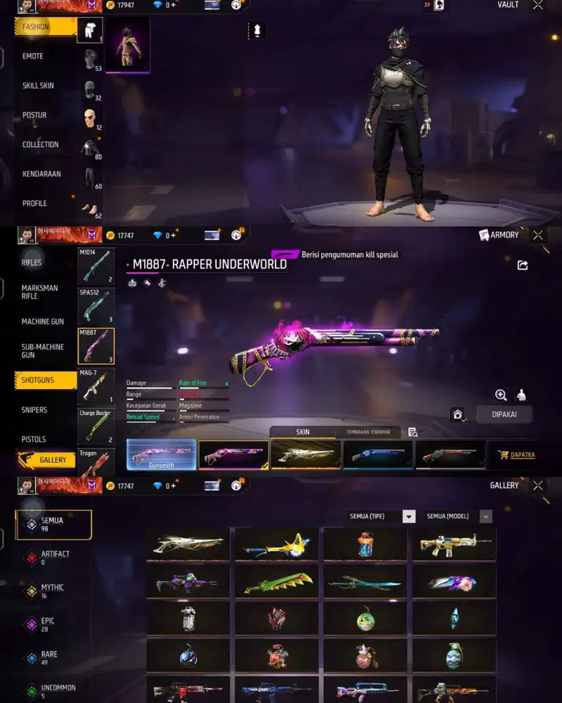 JUAL AKUN FREE FIRE SG REAPER POLOSAN