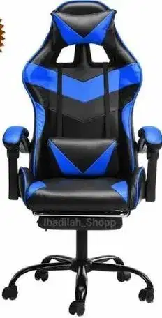 Blue Gaming Chair with Footrest – Comfortable & Adjustable | Kursi