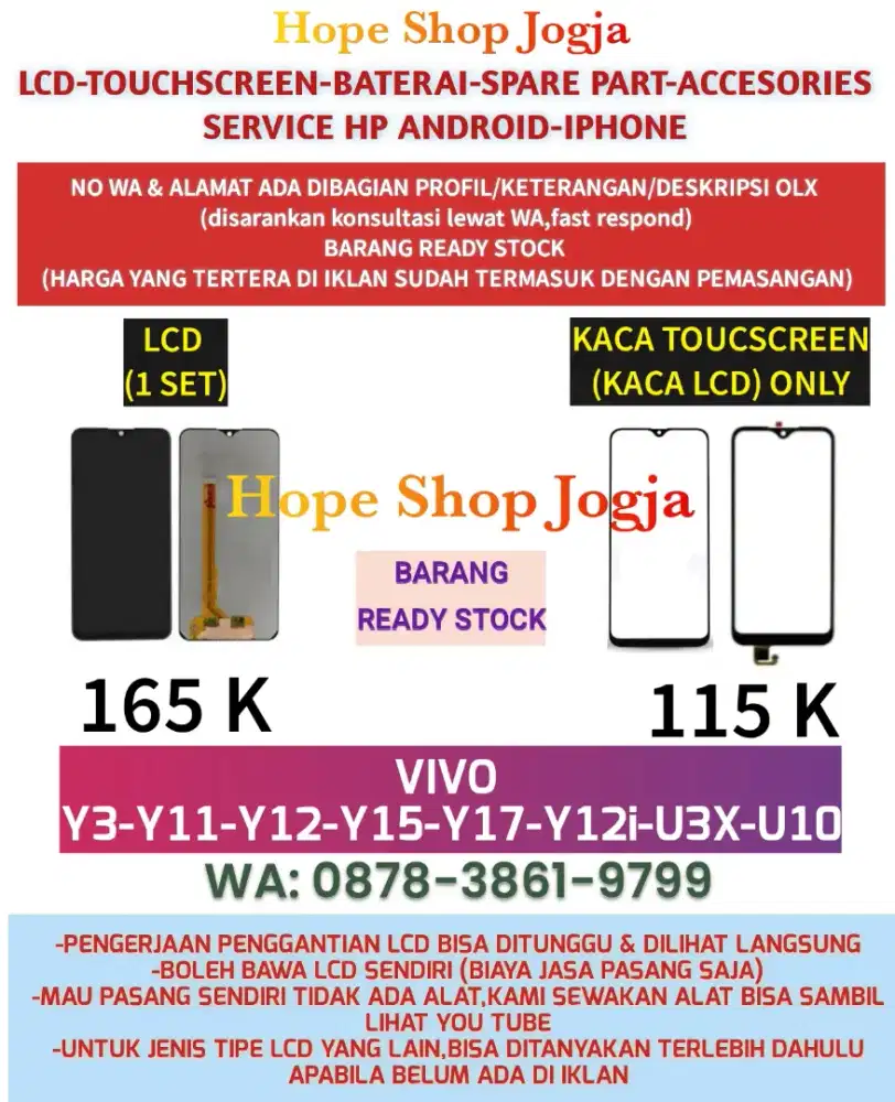 Baterai-Touchscreen-LCD VIVO Y3-Y11-Y12-Y15-Y17-Y12i-U3X-U10