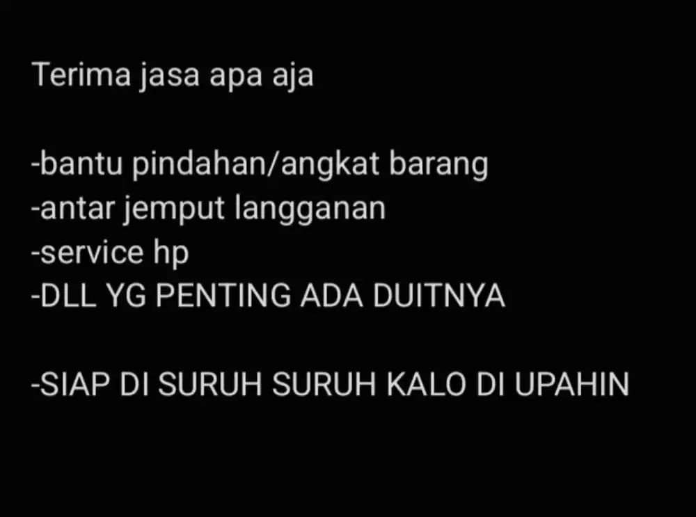 JASA APA AJA SIAP DI SURUH GAS AJA