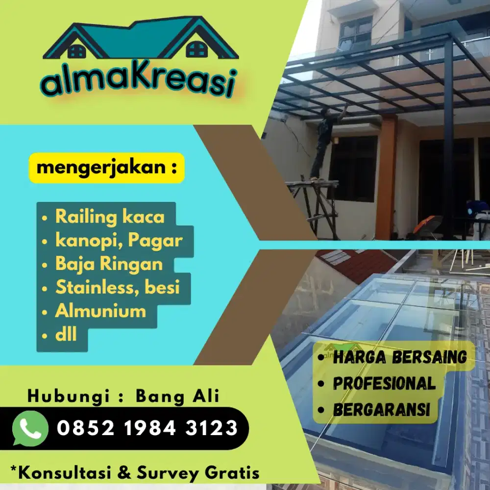 Railing Kaca dan Bengkel Las
