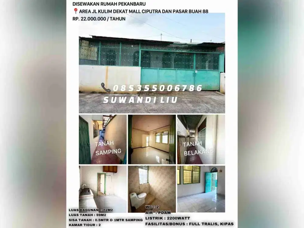 disewakan rumah jl.kulim dekat mall ciputra