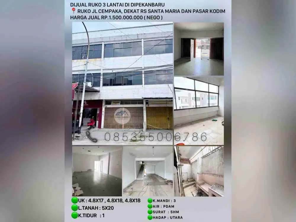 dijual ruko 3 lantai jl.cempaka dekat rs santa maria