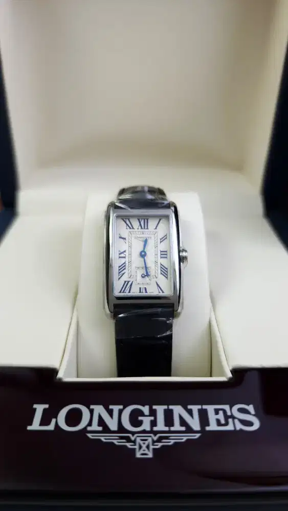 Longines Dolcevita White Flinque Dial Black Leather BNIB2025