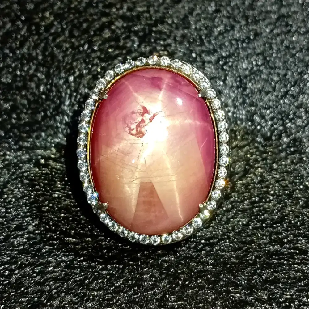 Natural Ruby Star Mozambik 47.73 ct ring perak