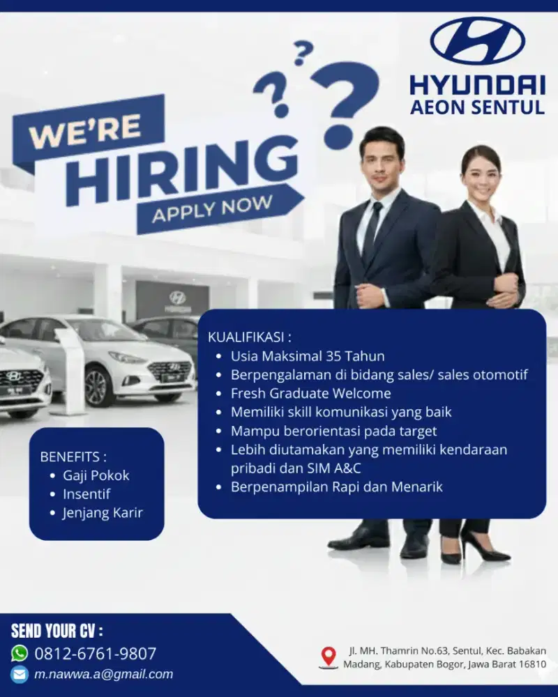 DIBUTUHKAN SEGERA SALES CONSULTANT