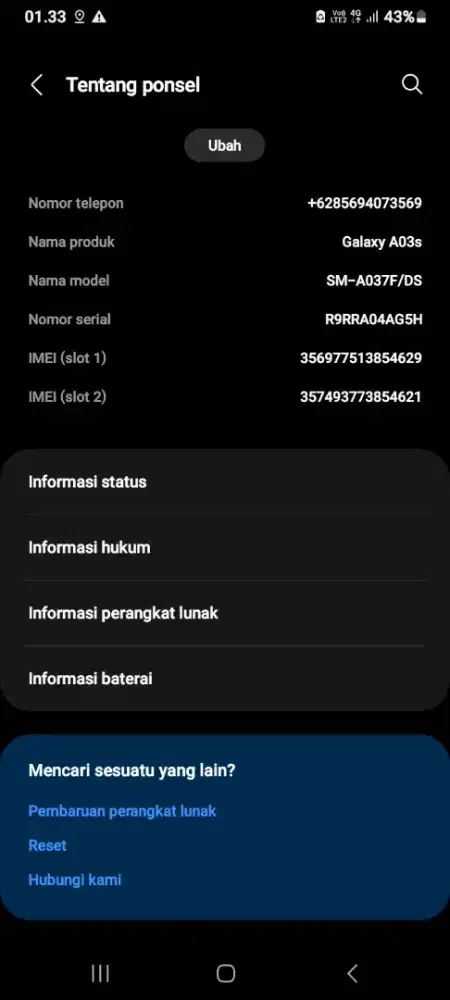 Samsung a 03 lecet pemakaian