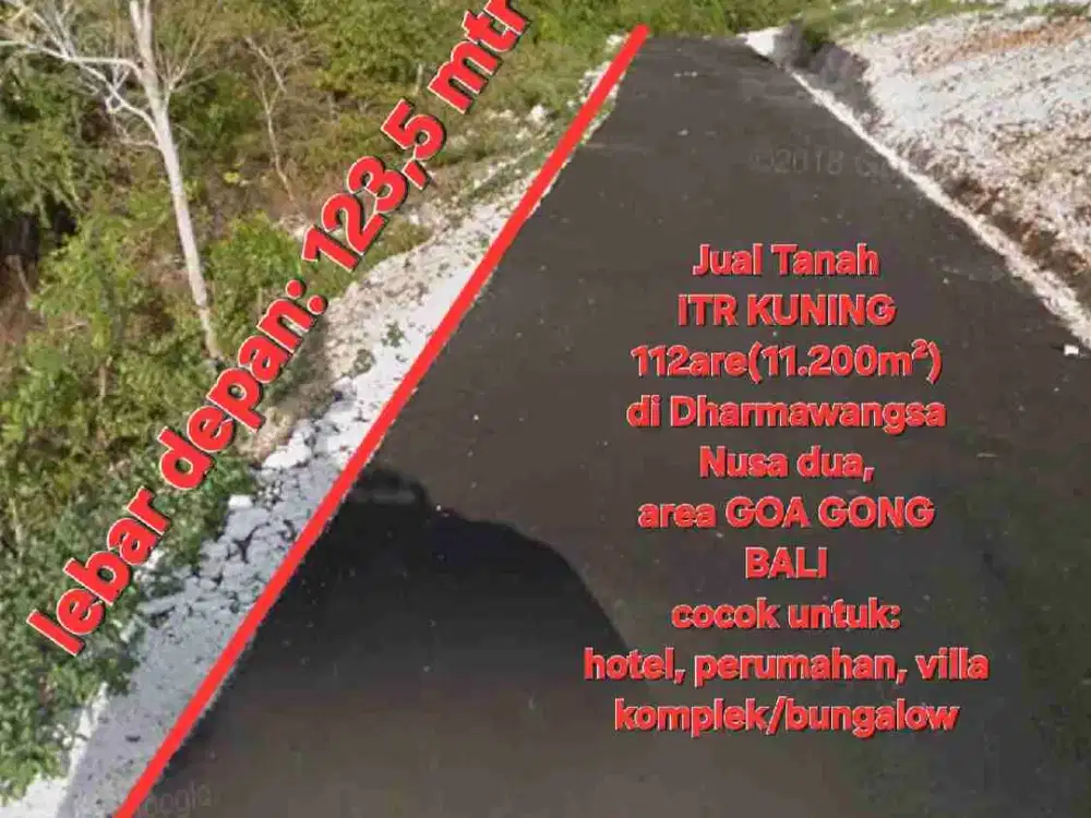 Jual Tanah 112are DHARMAWANGSA Nusa dua, area GOA GONG Kuta Selatan Bali