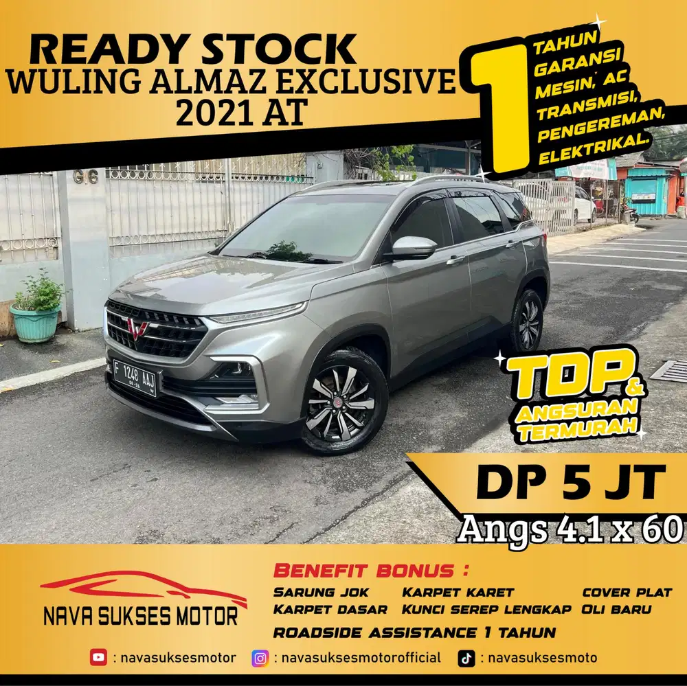 TDP 5Jt Angs Termurah Wuling Almaz Exclusive 2021 Matic Abu Abu Low Km