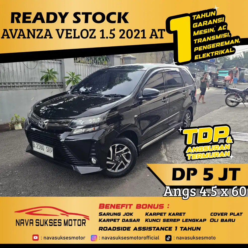 TDP 5Jt Angs Termurah Avanza Veloz 1.5 2021 Matic Hitam Low Km LikeNew