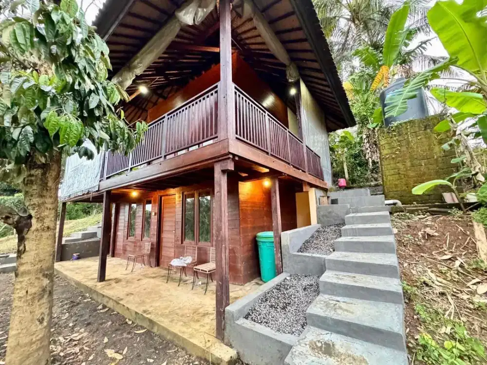 DI JUAL KEBUN DURIAN SUDAH BERISI BANGUNAN KAYU DENGAN VASILITAS LENGKAP