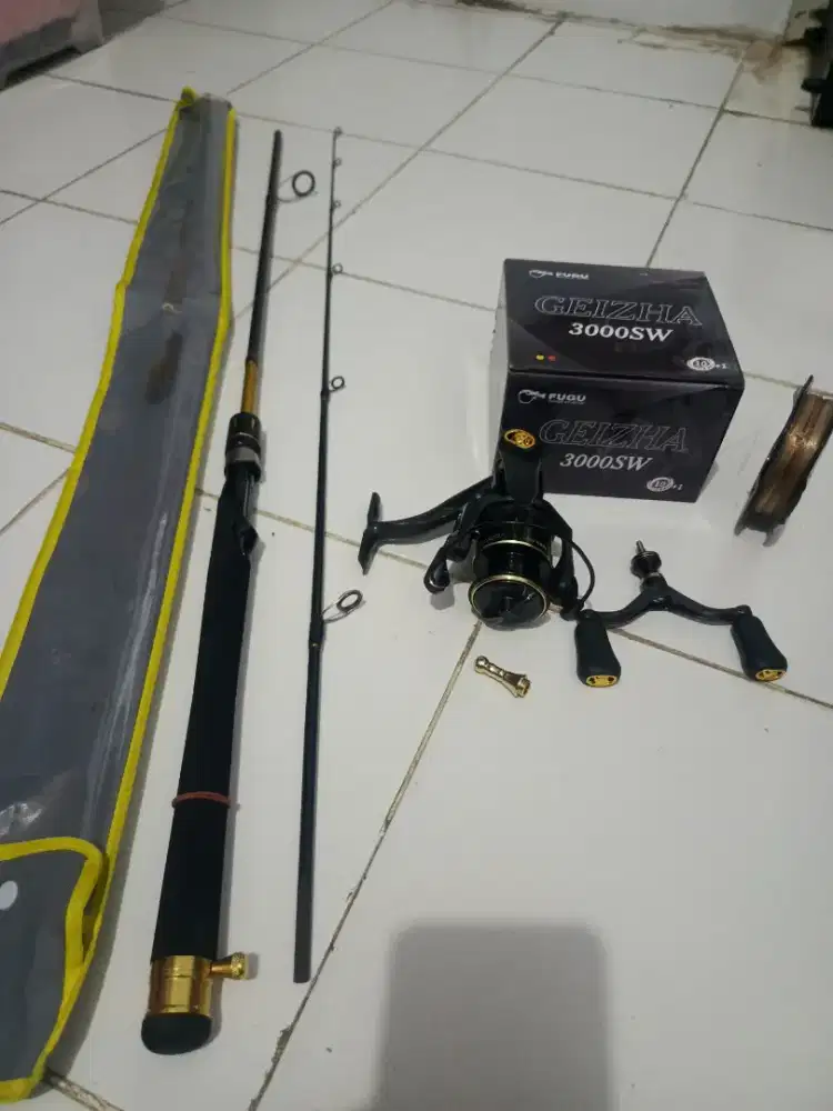 Reel dan joran pancing Galatama siap angkat babon/rame bonus senar