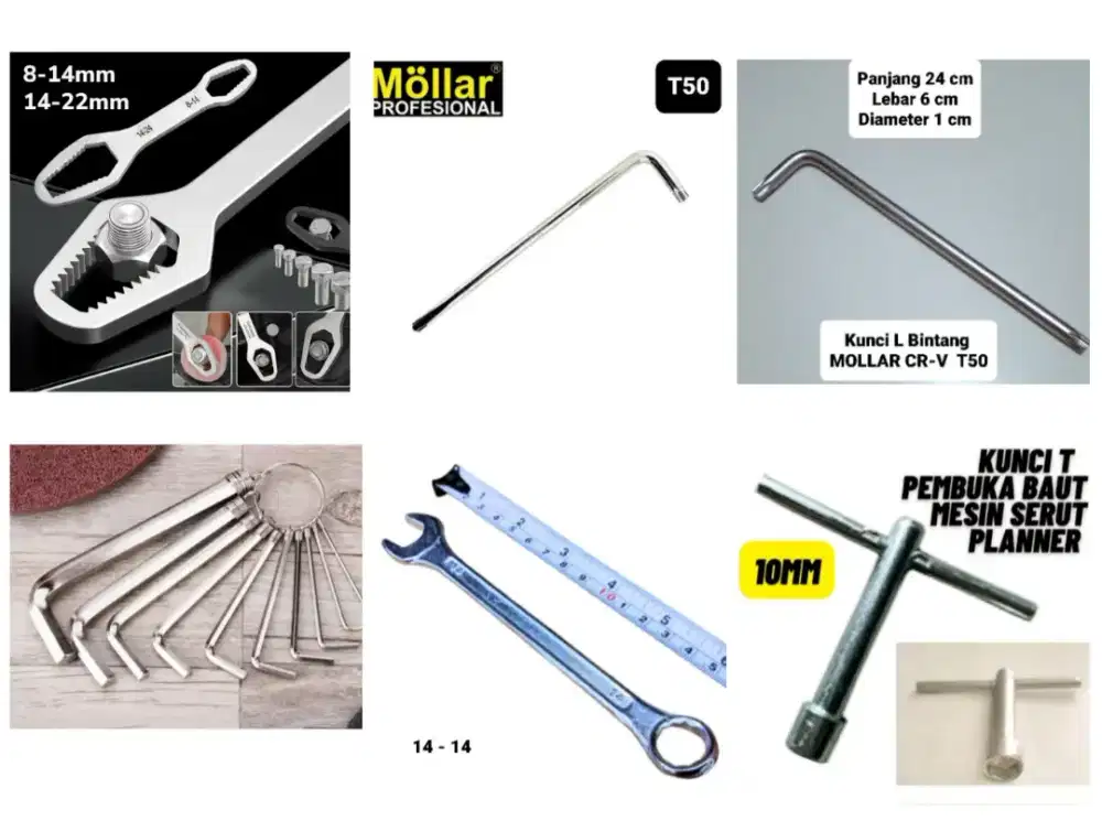 Kunci L Bintang T50/Kunci 8-22/Kunci L isi10/KunciPas 14-14/Kunci T10