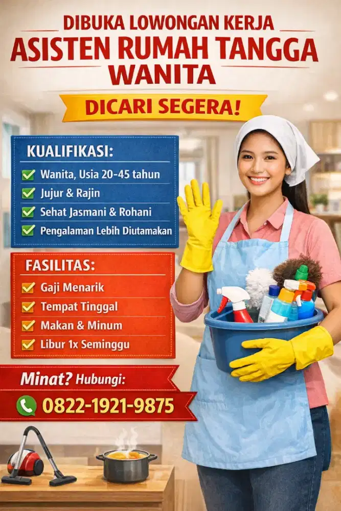 Dicari Asisten Rumah Tangga daerah Tangerang Selatan