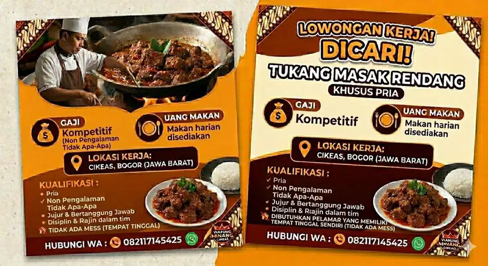 Lowongan kerja bantu masak