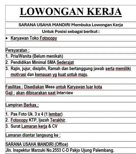 Lowongan Kerja Karyawan Toko