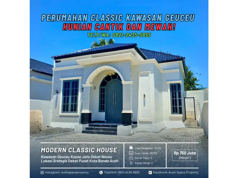 Dijual Rumah Cantik di Geuceu Dekat Kawasan Neusu - Hunian Classic Idaman Semua Orang!