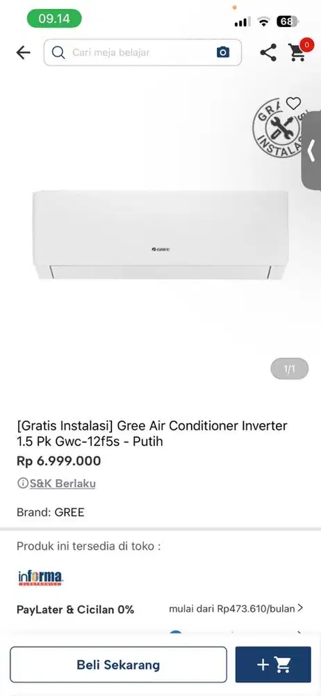 ac gree 1.5pk standar
