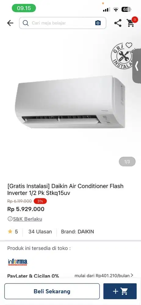 as daikin 1/2pk 15uv