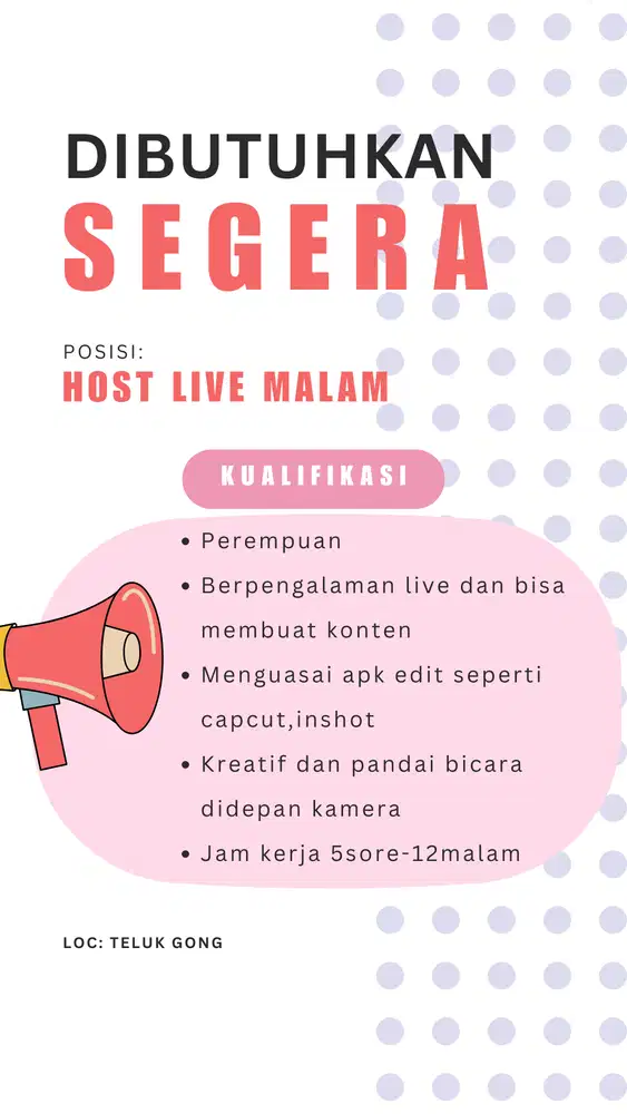 dicari host live malam