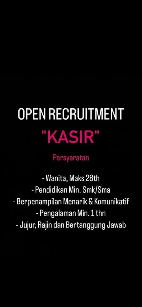 DICARI KASIR BARBERSHOP