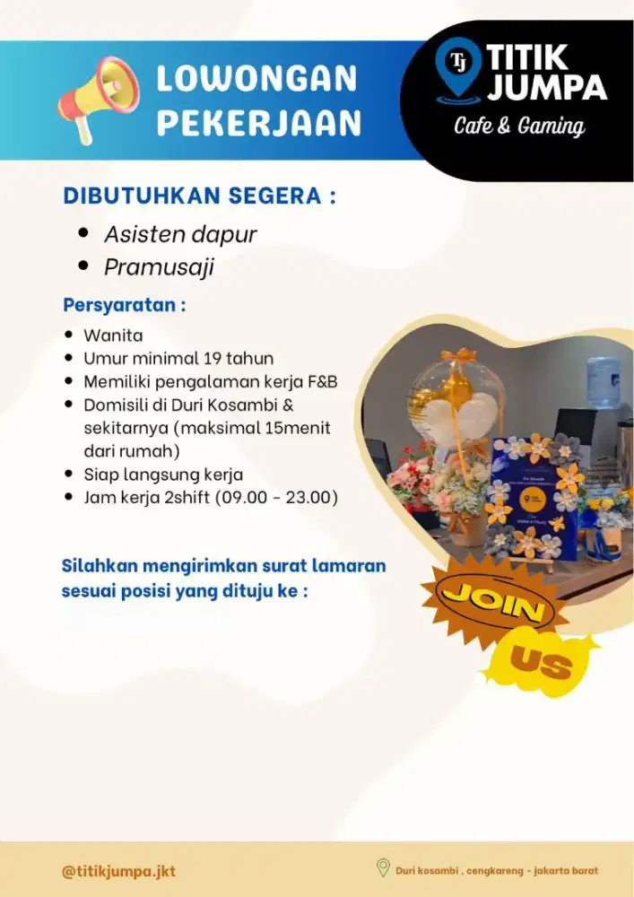 Lowongan kerja Cafe dan Kitchen