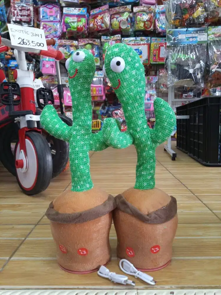 mainan anakk kaktus goyangg baterai cas