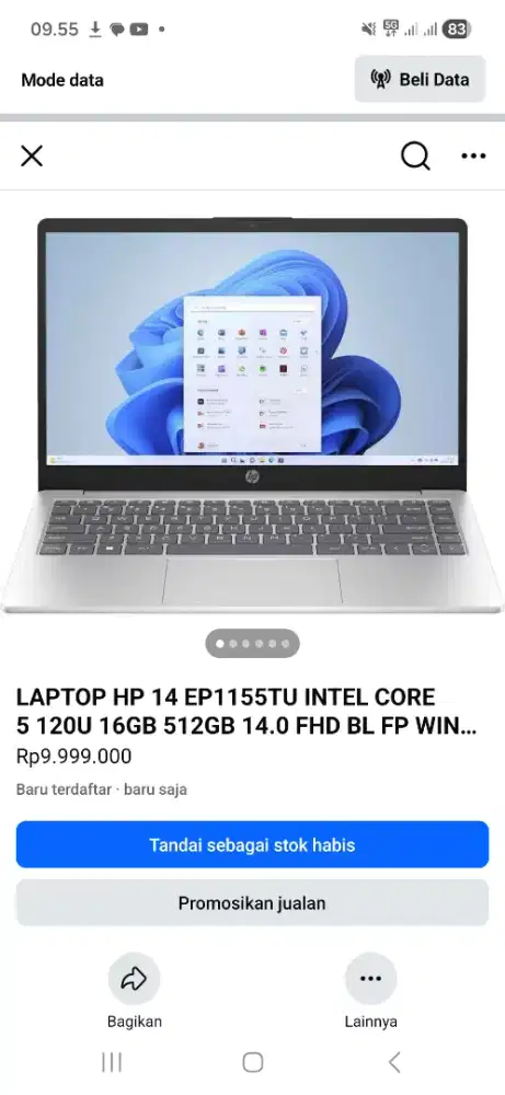 HP 14 EP1155TU INTEL CORE 5 120U 16GB 512GB 14.0 FHD BL FP WIN11HOME