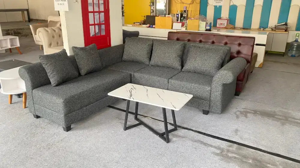 Sofa L mekar + meja, cover kanvas. Gratis ongkir jogja
