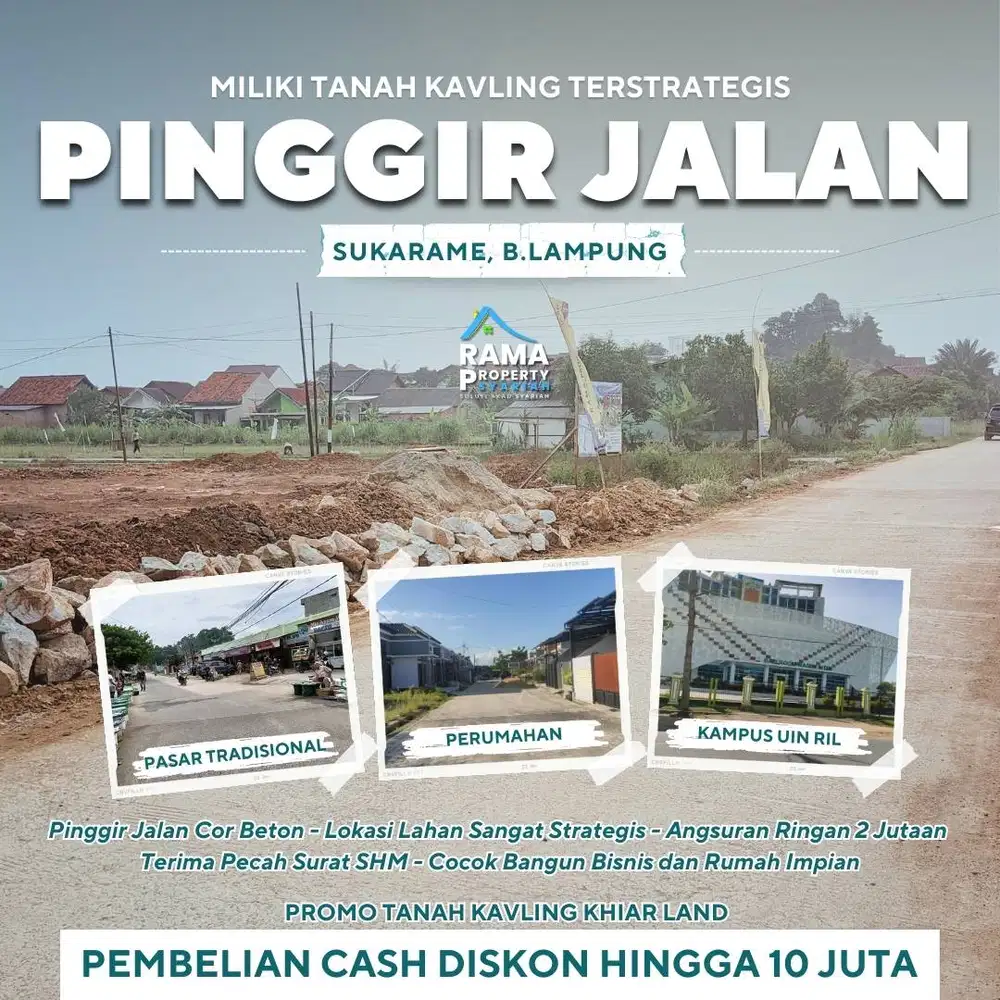 KAVLING PINGGIR JALAN PULAU SINGKEP SUKARAME COCOK BUAT RUMAH HUNI