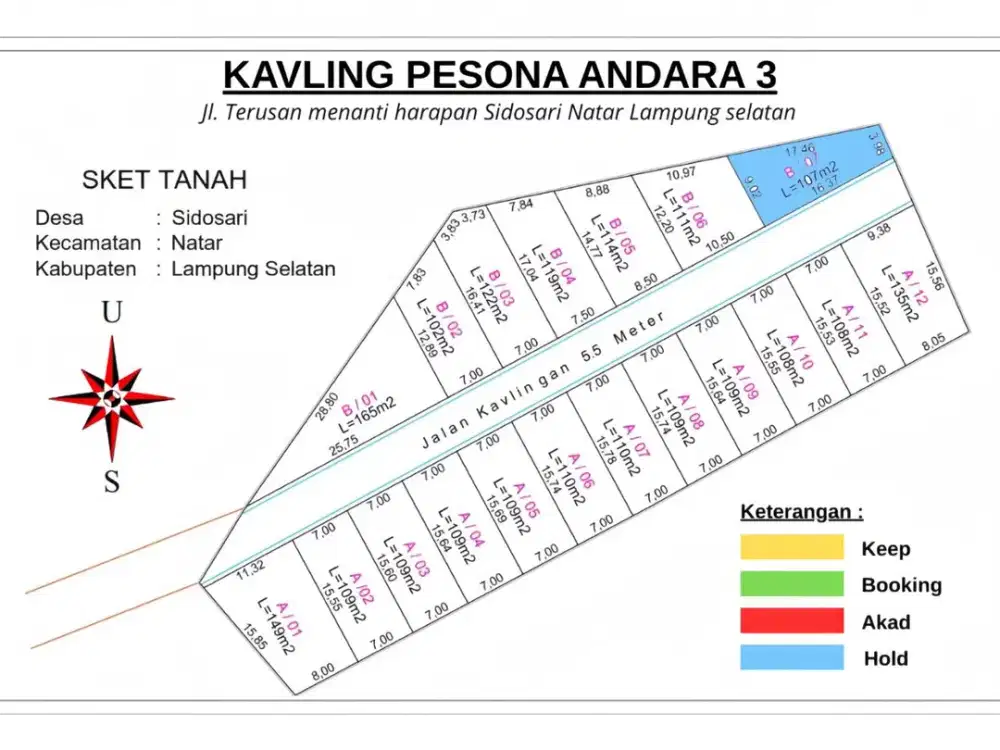 tanah kapling sidosari natar