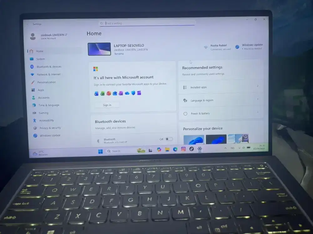 Laptop Asus ZenBook 14 -Core i7 16Gb/500Gb