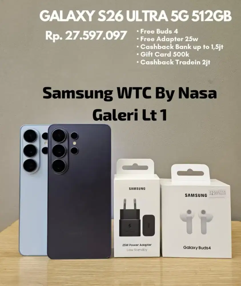 SAMSUNG GALAXY S26ULTRA 512GB FREE BUDS 4 + TRAVEL ADAPTER