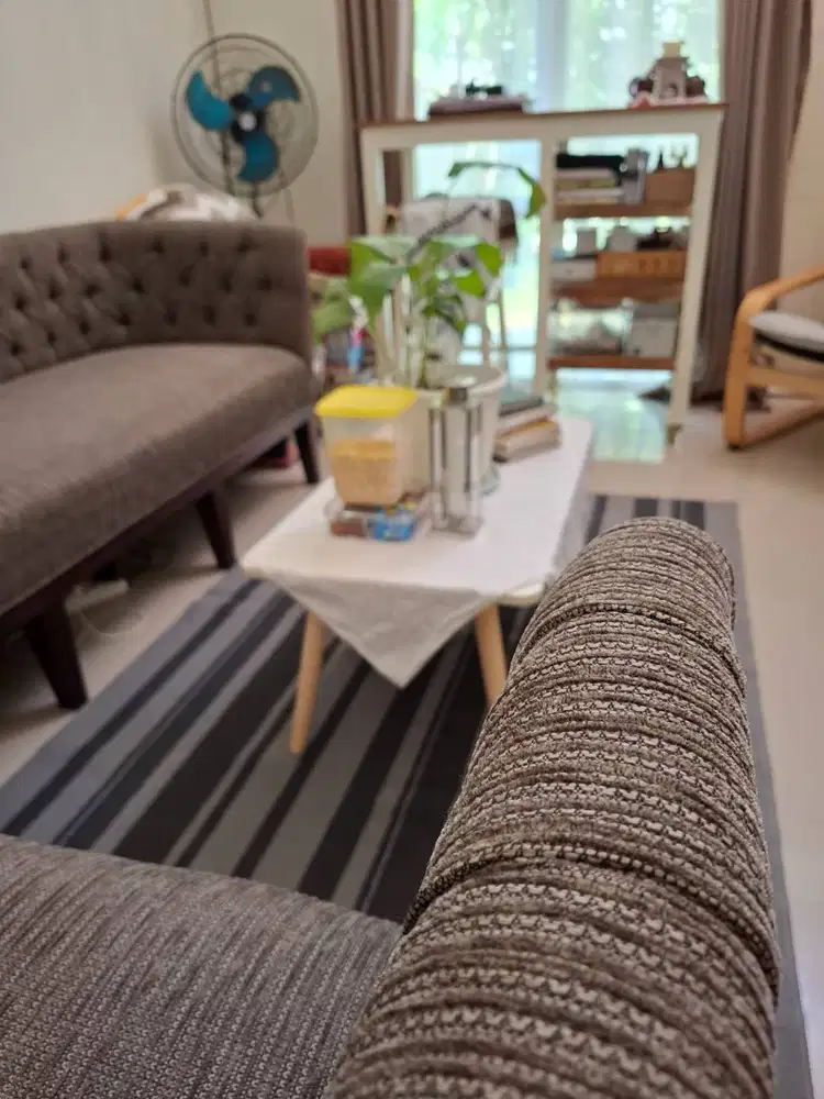 Sofa cantik elegan nuansa bumi rangka jati (NEGO tipis)