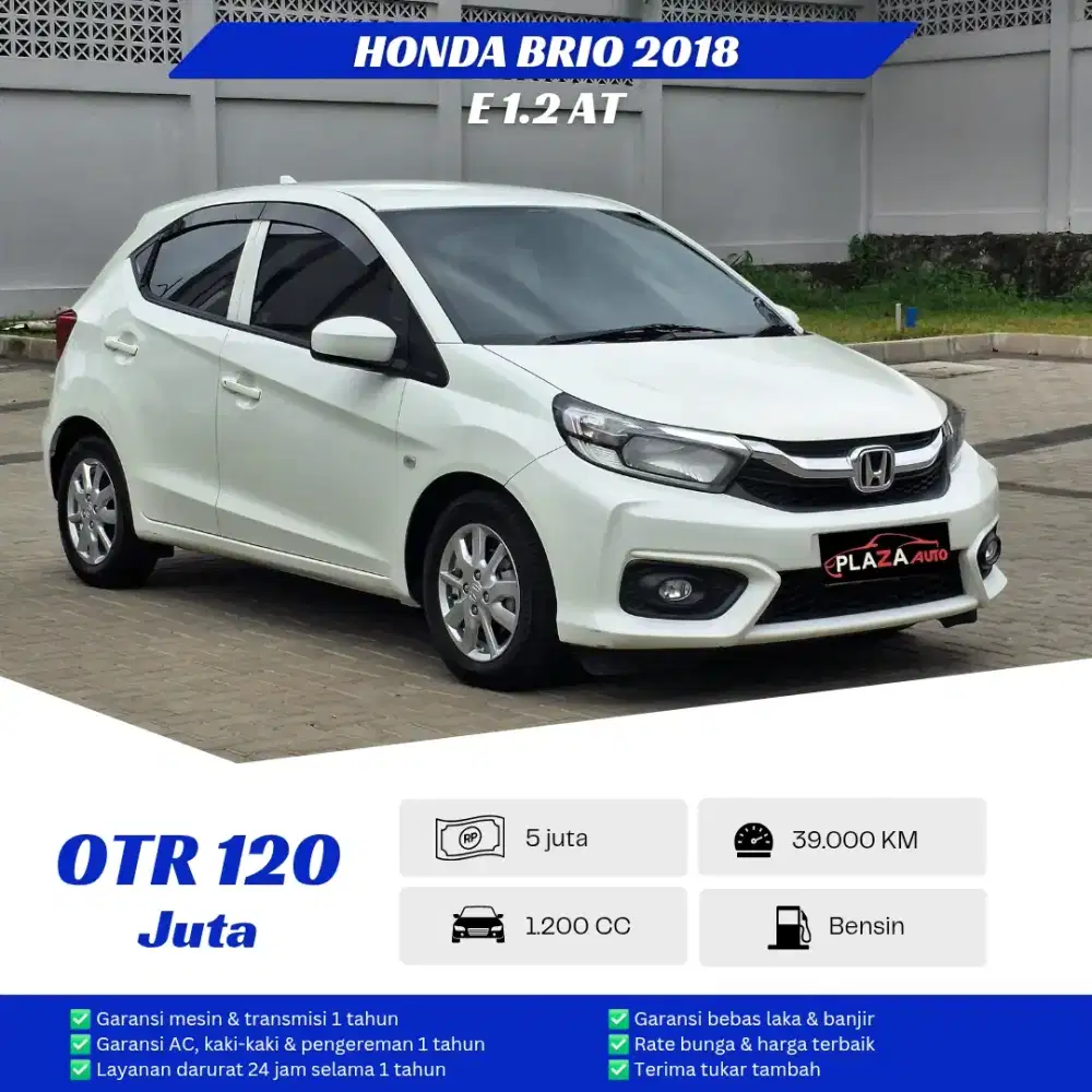Honda Brio 2018
E 1.2 Automatic
Mobil irit DP 5 Juta saja