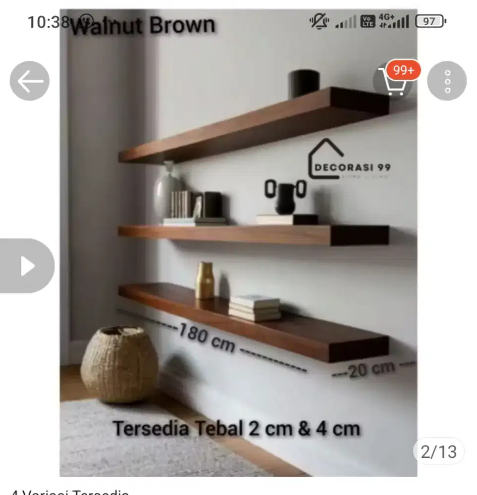Ambalan kayu warna coklat