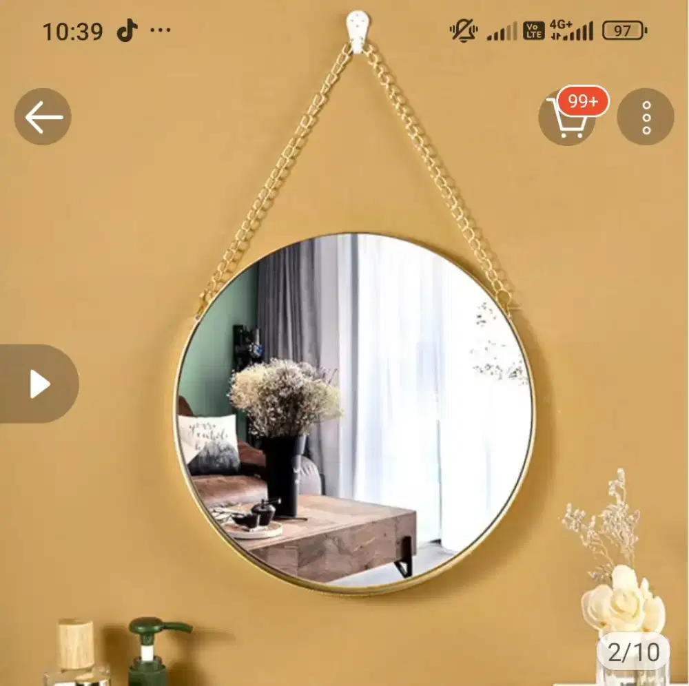 Cermin bulat rantai diameter 30 cm